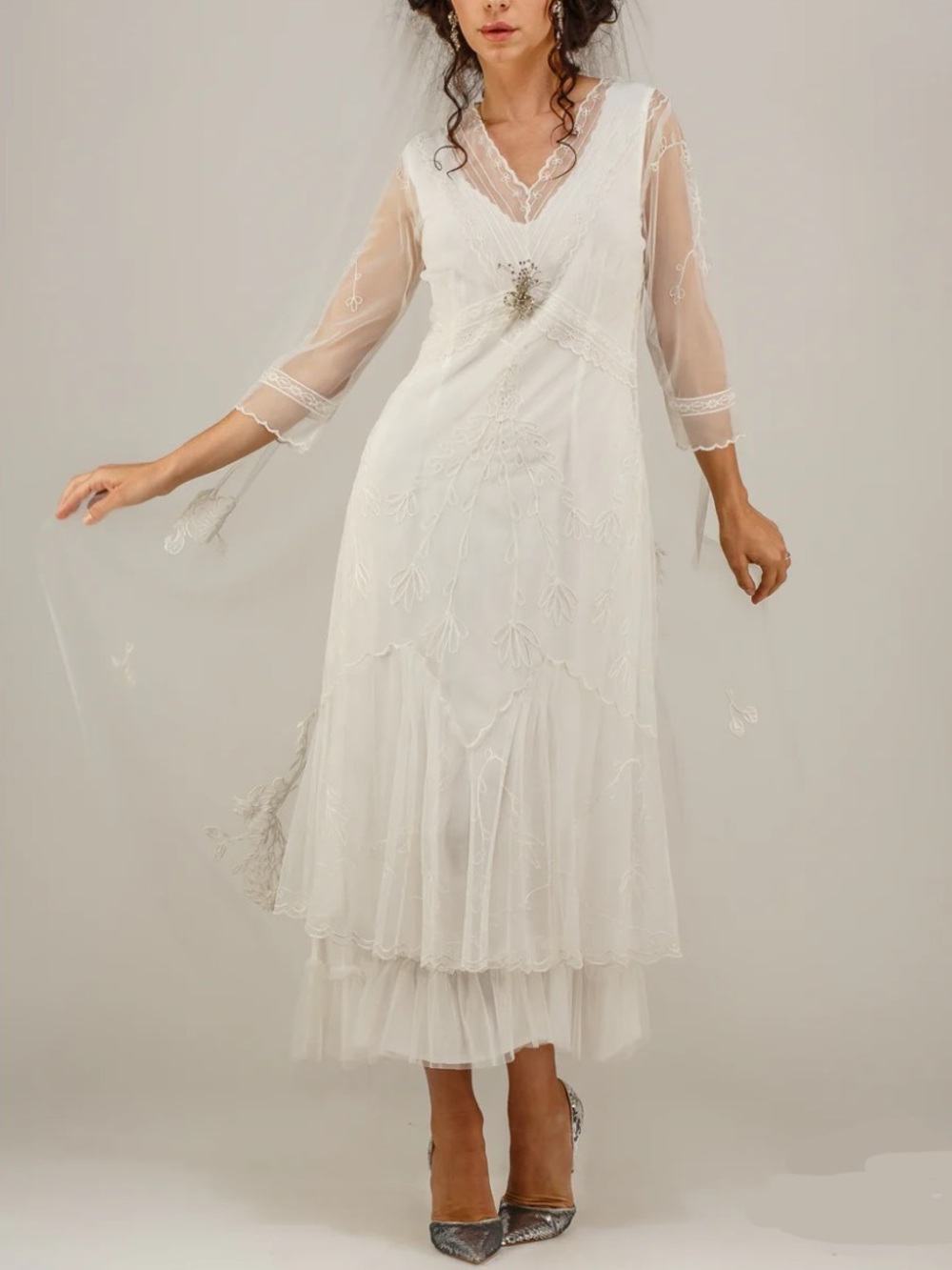NATAYA Sophia CL-509 Ivory Vintage Inspired Wedding Dress, Small